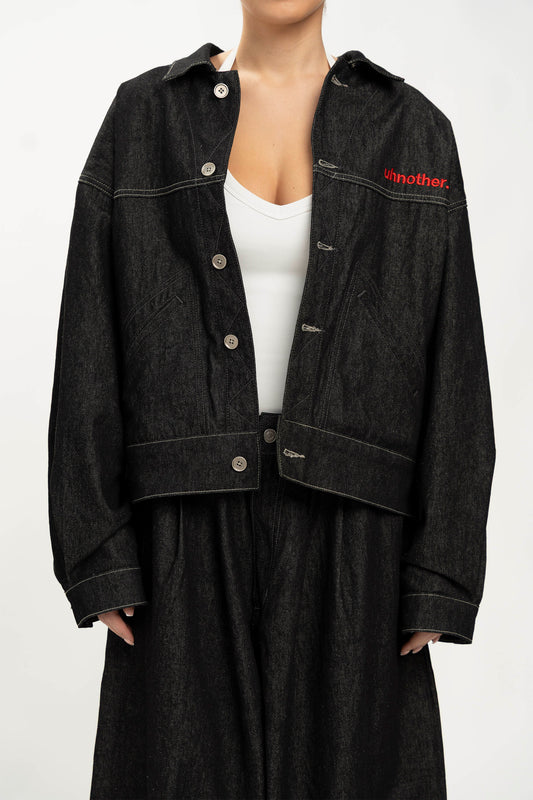 draped denim jacket